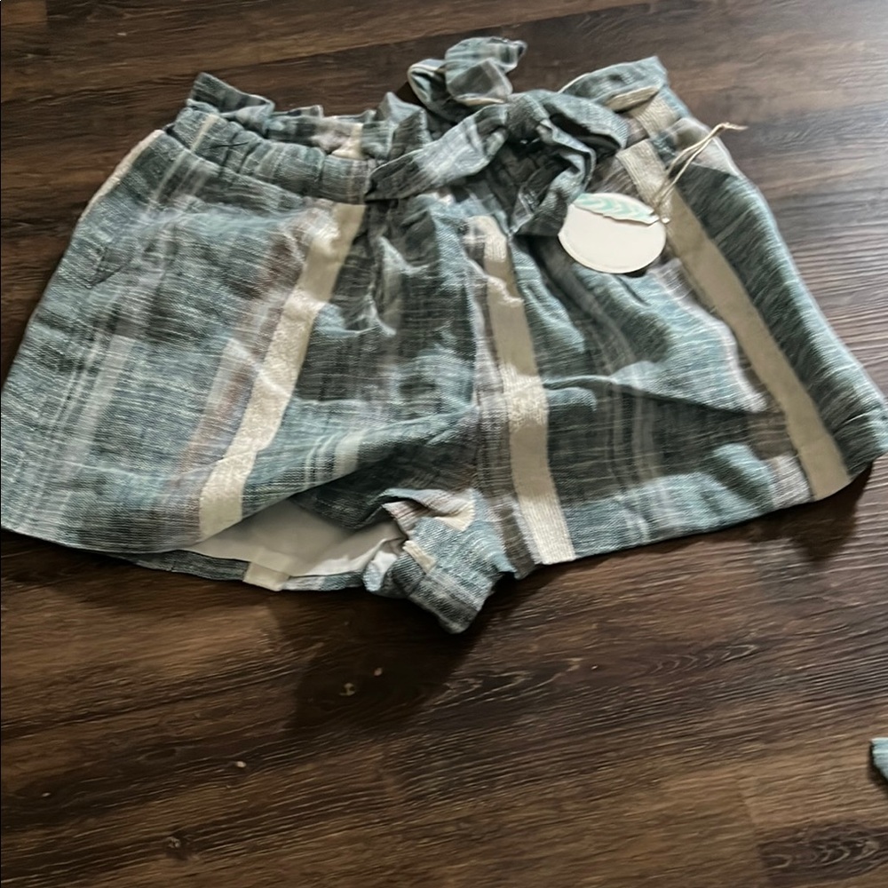 Hummingbird High Waist Blue and White Shorts